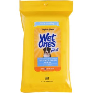 Wet Ones Delicate Clean Puppy Tropical Splash Scent Dog Wipes, 30 count
