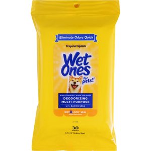 Wet Ones Deodorizing Multi-Purpose Tropical Splash Scent Dog Wipes, 30 count