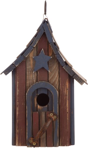 Glitzhome Hanging Distressed Solid Wood Garden Bird House, 11.42-in slide 1 of 4
