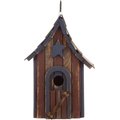 Glitzhome Hanging Distressed Solid Wood Garden Bird House, 11.42-in