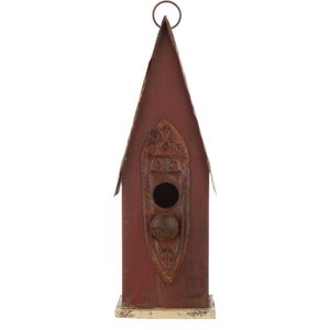 Glitzhome Distressed Solid Wood Bird House, 13.23-in