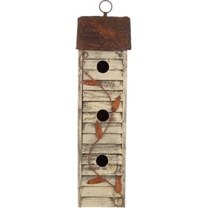 Glitzhome Distressed Solid Wood Bird House, 17.95-in