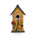 Glitzhome Distressed Solid Wood Flowers Bird House, 10.24-in