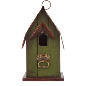 Glitzhome Rustic Garden Distressed Solid Wood Decorative Bird House, 10-in