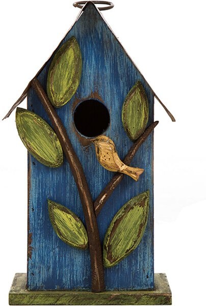Glitzhome Distressed Solid Wood Leaves Bird House, 9.84-in slide 1 of 4