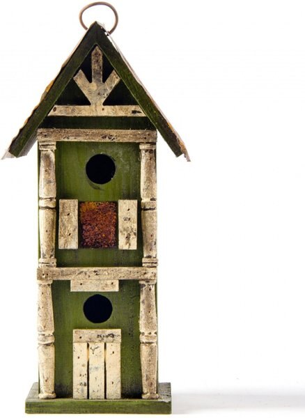 Glitzhome Hanging Two-Tiered Distressed Solid Wood Bird House, 12.8-in slide 1 of 4