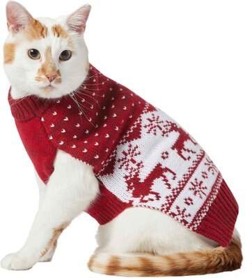 Frisco Deluxe Marled Fair Isle Reindeer Dog & Cat Sweater, Red, slide 1 of 1