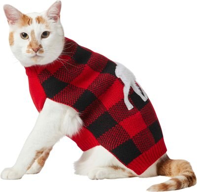 Frisco Plaid Moose Dog & Cat Sweater, slide 1 of 1