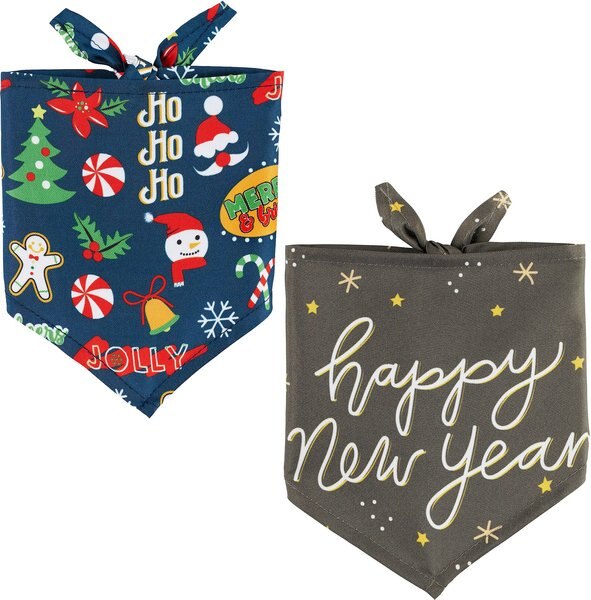 Frisco Holiday & New Years  Dog & Cat Bandana, 2 pack, X-Small/Small slide 1 of 8