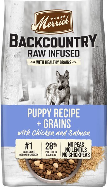 Merrick Backcountry Raw Infused Dry Puppy Food Recipe With Healthy Grains, 4-lb bag slide 1 of 9