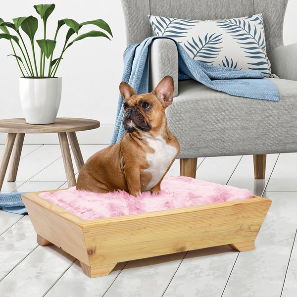 Moots Timber Luxury Cushion Wood Sofa Dog & Cat Bed, Pink slide 1 of 9