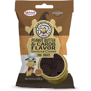 Exclusively Dog Peanut Butter & Carob Flavor Sandwich Cremes Dog Treats, 8-oz bag