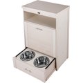 New Age Pet Dog Food Pantry w/ Double Bowls, Antique White