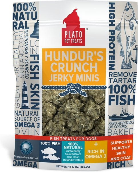 Plato Hundur's Crunch Fish Jerky Mini's Dog Treats, 10-oz bag slide 1 of 6