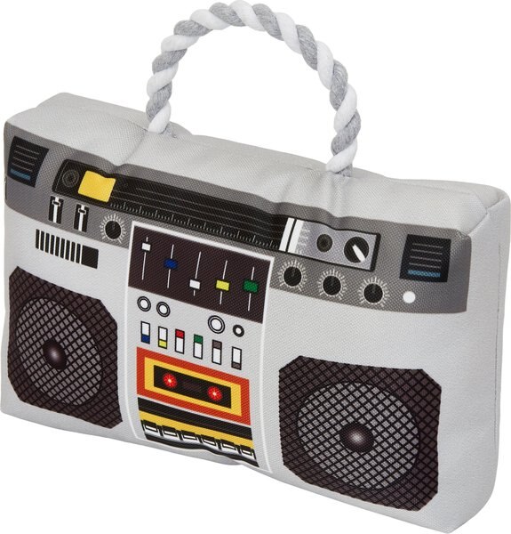Frisco Retro Boombox Plush with Rope Squeaky Dog Toy slide 1 of 4