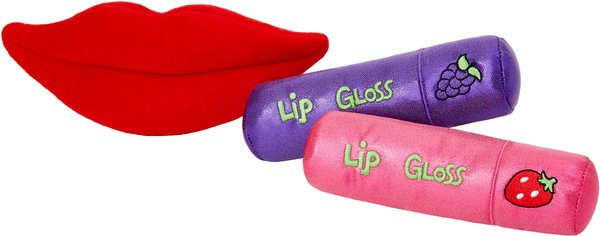 Frisco Retro Lip Gloss Plush Squeaky Dog Toy, 3 count slide 1 of 4