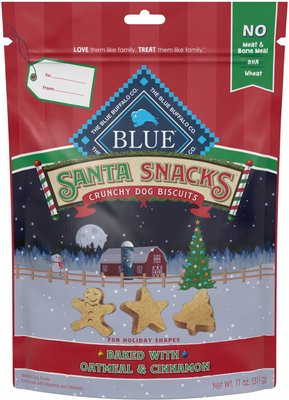 Blue Buffalo Holiday Santa Snacks Oatmeal & Cinnamon Crunchy Dog Treats, 11-oz bag, slide 1 of 1