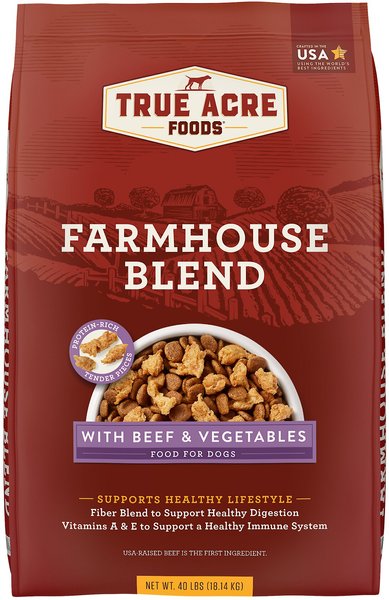True Acre Foods Farmhouse Blend with Beef & Vegetables Dry Dog Food, 40-lb bag slide 1 of 8