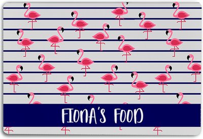 904 Custom Flock of Flamingos Personalized Dog & Cat Placemat, slide 1 of 1