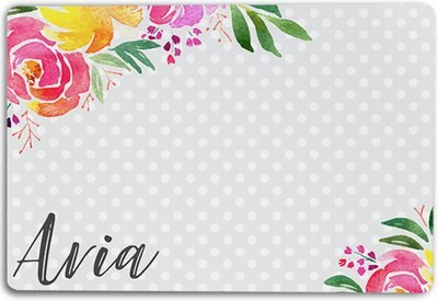 904 Custom Polka Dot Floral Personalized Dog & Cat Placemat, slide 1 of 1