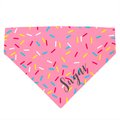 904 Custom Pink Sprinkle Donut Personalized Dog Collar Bandana, Small