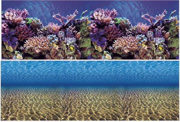 Vepotek Double-Sided Fish Aquarium Background, Ocean Seabed & Coral Reef, Small slide 1 of 4
