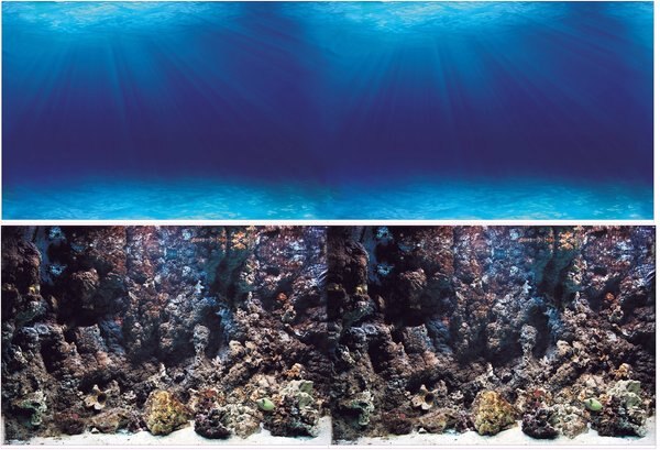 Vepotek Double-Sided Fish Aquarium Background, Deep Seabed & Coral Rock, Small slide 1 of 4