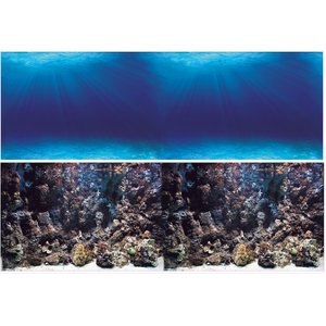 Vepotek Double-Sided Fish Aquarium Background, Deep Seabed & Coral Rock, Small