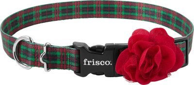Frisco Holiday Plaid Polyester Dog Collar with Removable Flower, slide 1 of 1