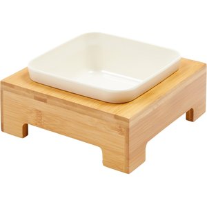Frisco Square Melamine Dog & Cat Bowl with Bamboo Stand, 2.5 Cups