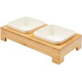 Frisco Square Melamine Dog & Cat Bowl Set with Bamboo Stand, 2.5 Cups