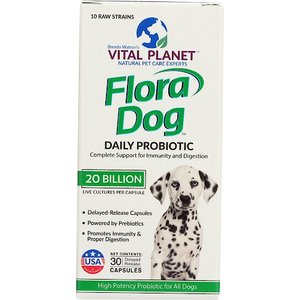 Vital Planet Flora Dog Daily Probiotic Chicken Flavor Veggie Capsule Dog Supplement, 30 count