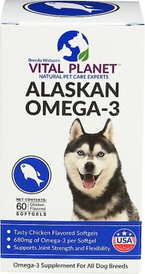 Vital Planet Alaskan Omega-3 Chicken Flavor Soft Gel Dog Supplement, slide 1 of 1