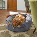 Frisco Velvet Round Bolster Dog Bed w/Removable Cover, Gray, X-Large