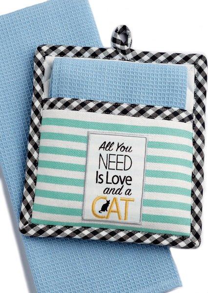 Design Imports All You Need Is Love & A Cat Potholder Gift Set slide 1 of 3