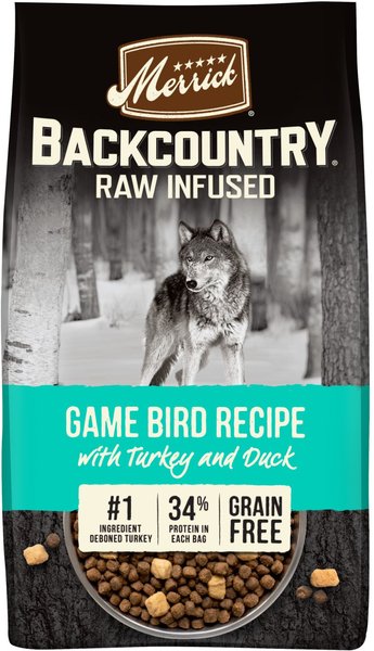 Merrick Backcountry Raw Infused Grain-Free Dry Dog Food Game Bird Recipe, 20-lb bag slide 1 of 9