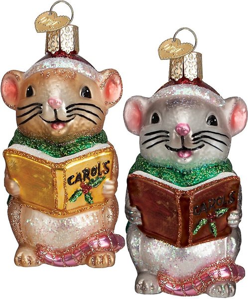 Old World Christmas Caroling Mouse Glass Tree Ornament, Color Varies slide 1 of 6