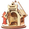 Old World Christmas Golden Retriever Dog House Glass Tree Ornament