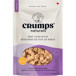 Crumps' Naturals Beef Liver Bites Grain-Free Freeze-Dried Dog Treats, 2.3-oz bag