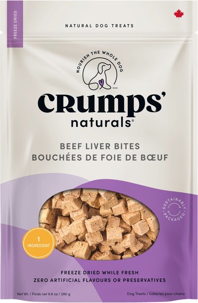 Crumps' Naturals Beef Liver Bites Grain-Free Freeze-Dried Dog Treats, 10-oz bag slide 1 of 6