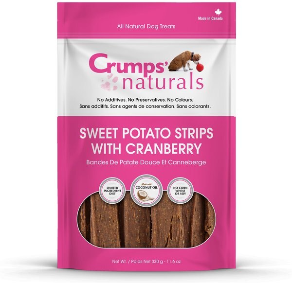 Crumps' Naturals Sweet Potato Strips & Cranberry Grain-Free Dog Treats, 11.6-oz bag slide 1 of 4