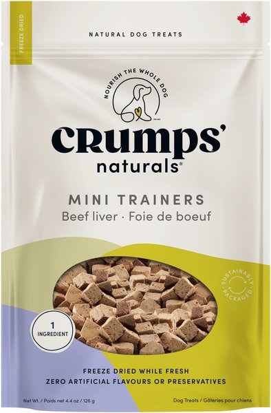 Crumps' Naturals Mini Trainers Beef Liver Grain-Free Freeze-Dried Dog Treats, 3.7-oz bag slide 1 of 6