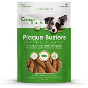 Crumps' Naturals Plaque Busters Bacon Flavor Dental Dog Treats, 4.9-oz bag, 8 count