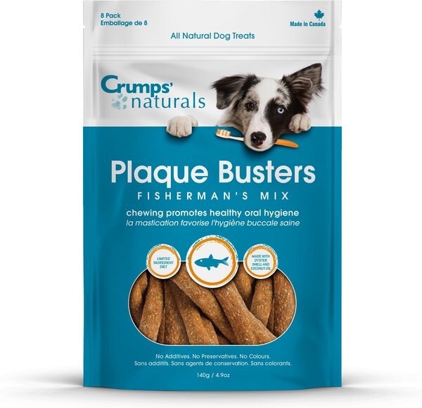 Crumps' Naturals Plaque Busters Fisherman's Mix Dental Dog Treats, 8 count slide 1 of 6