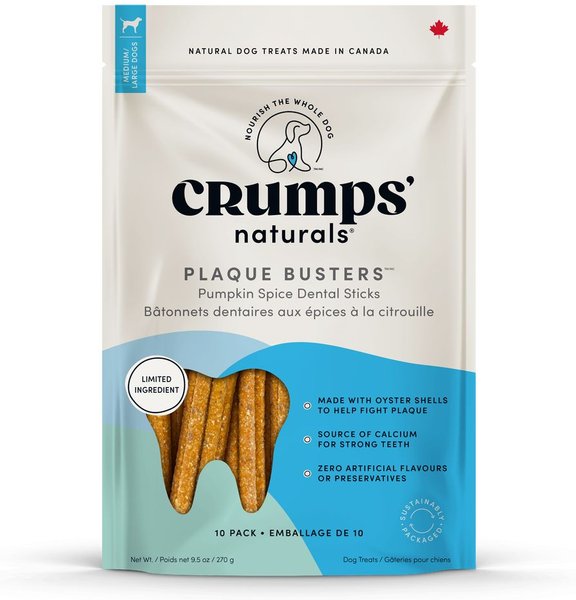 Crumps' Naturals Plaque Busters Pumpkin Spice Flavor Dental Dog Treats, 4.9-oz bag, Count Varies slide 1 of 6