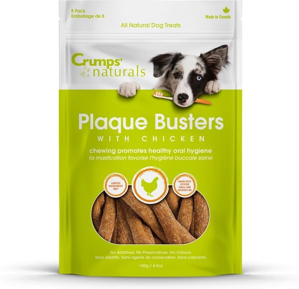 Crumps' Naturals Plaque Busters Chicken Flavor Dental Dog Treats, 8 count slide 1 of 6