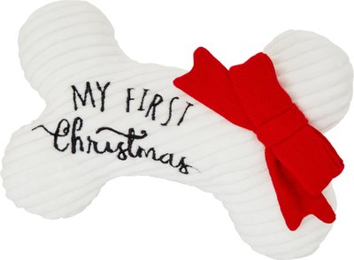 Frisco Holiday My First Christmas Bone Reversible Plush Squeaky Dog Toy, slide 1 of 1