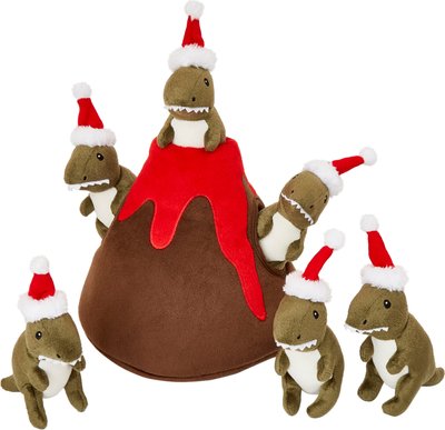 Frisco Holiday Festive Santa Dinosaurs Volcano Hide & Seek Plush Puzzle Squeaky Dog Toy, slide 1 of 1
