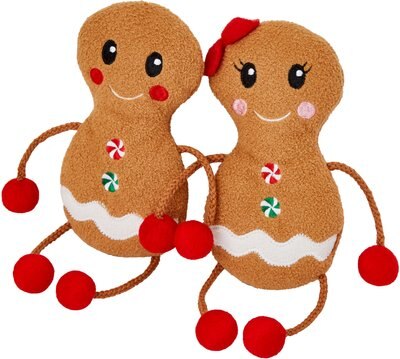 Frisco Holiday Gingerbread Cookie Plush Kicker Cat Toy with Catnip, 2 count, slide 1 of 1