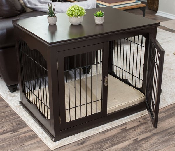Internet's Best Double Door Furniture Style Dog Crate & End Table, Espresso, 32 inch slide 1 of 9